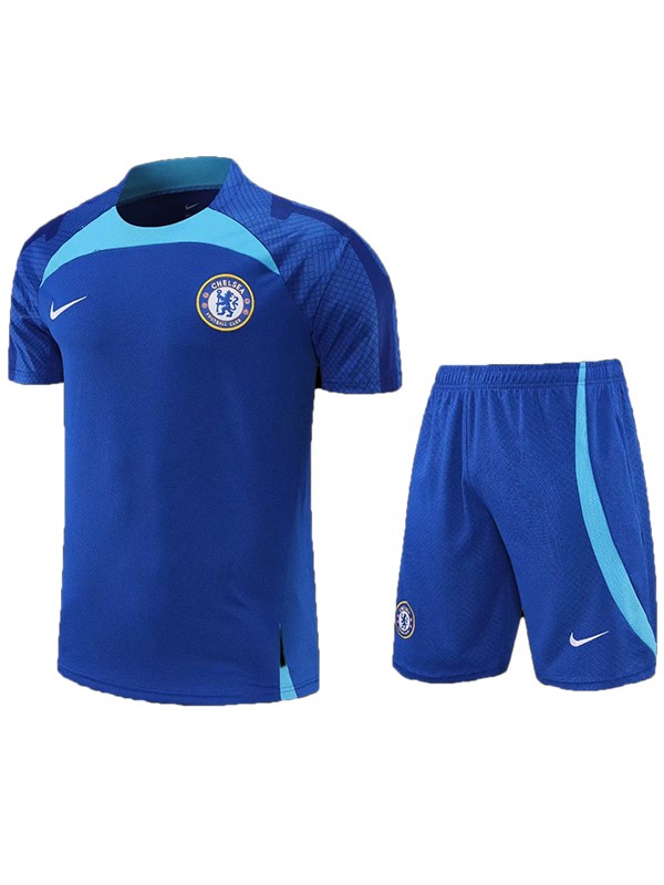 Chelsea training jersey sportswear uniform men's soccer shirt football short sleeve sport suit royal blue top t-shirt 2022-2023 